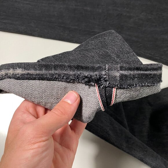 Naked & Famous Denim Weird Guy Faded Black Selvedge Jeans men's size 36x31 - Picture 6 of 9